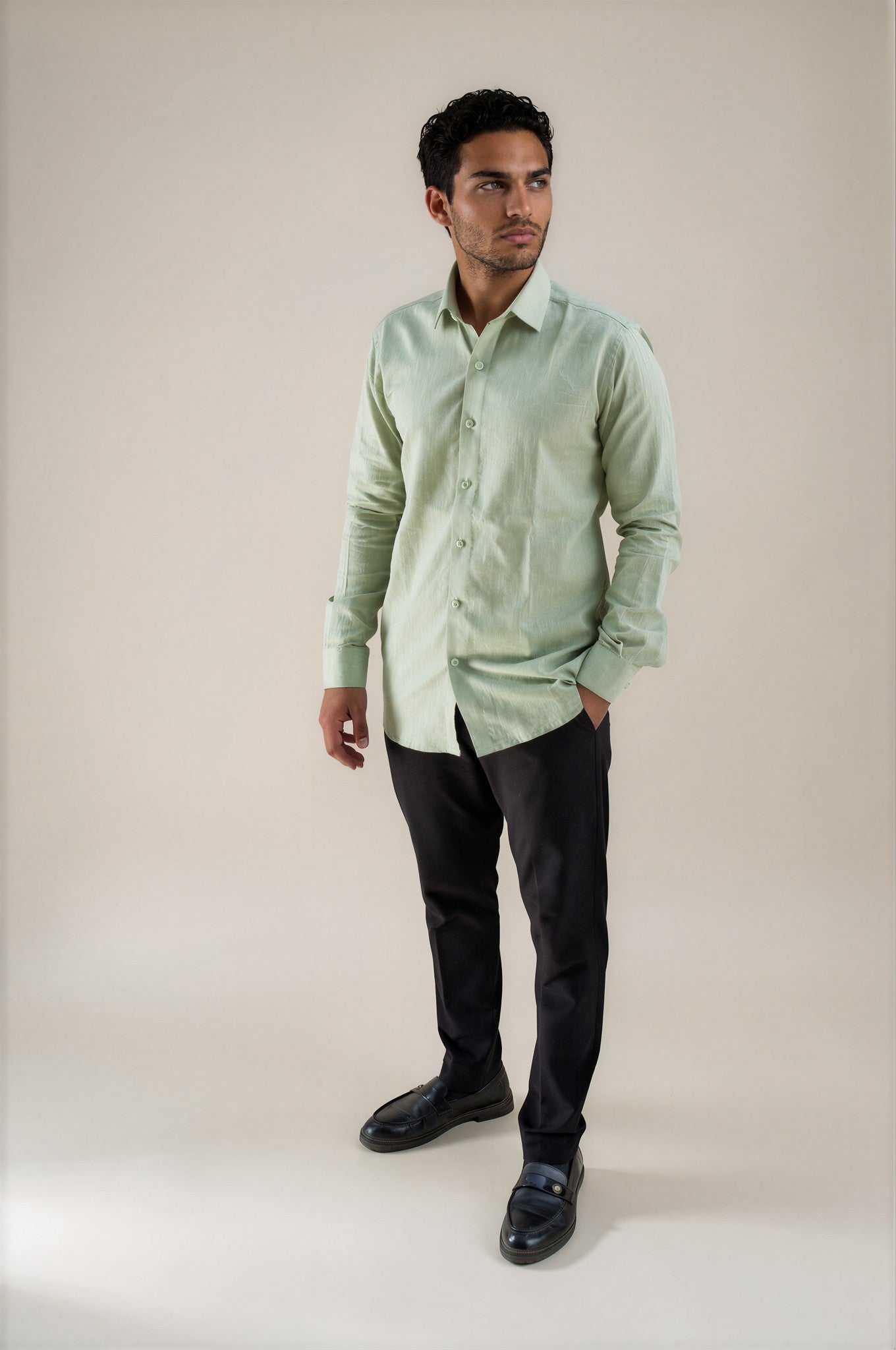 green Linen Shirt 