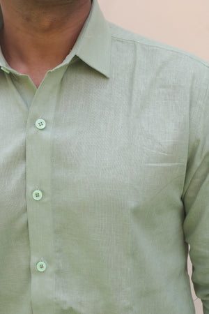 green Linen Shirt 