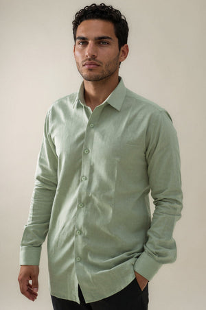 green Linen Shirt 