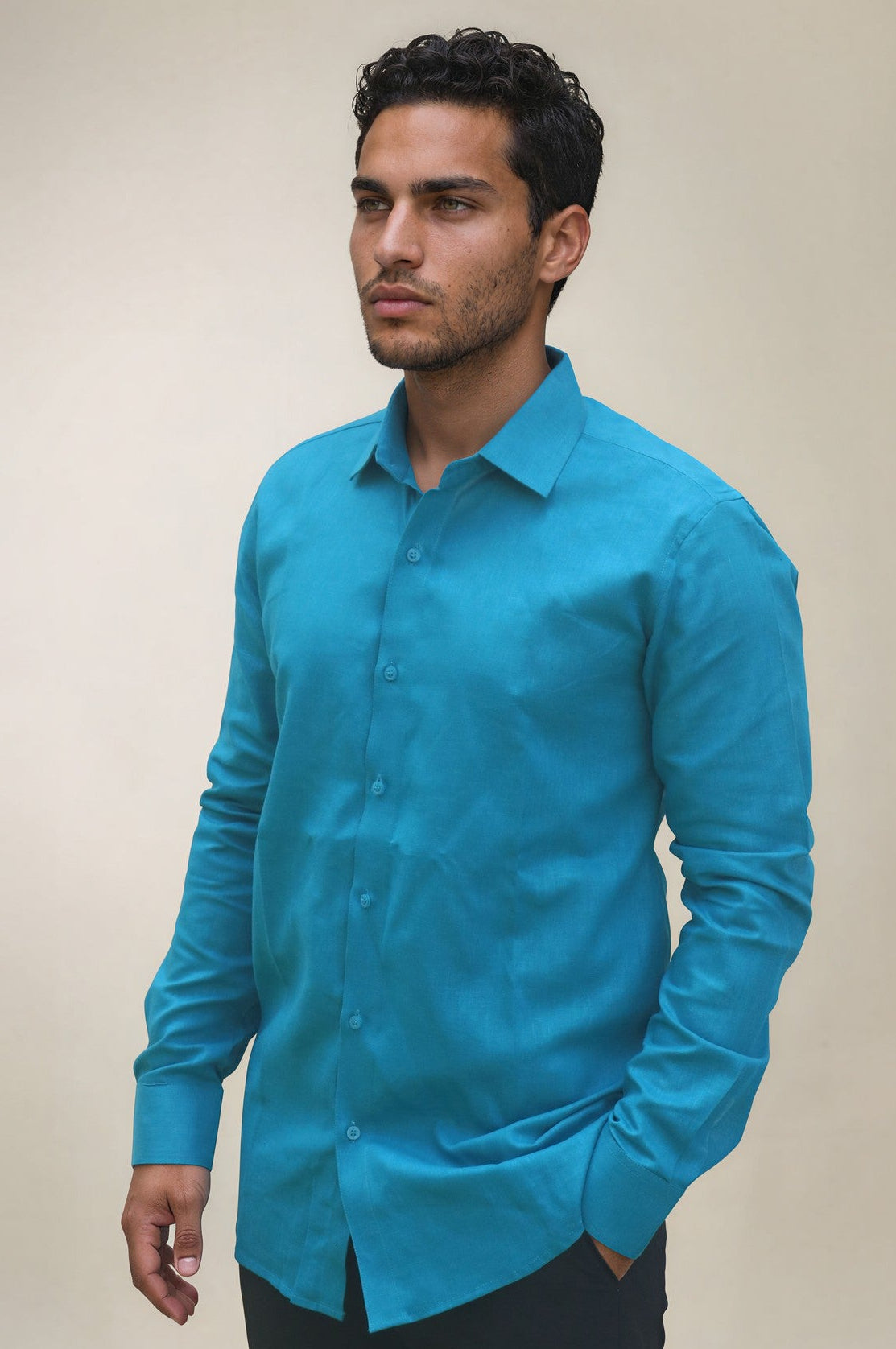 Lagoon Blue Linen Shirt 