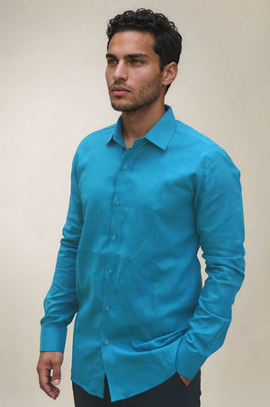 Lagoon Blue Linen Shirt 