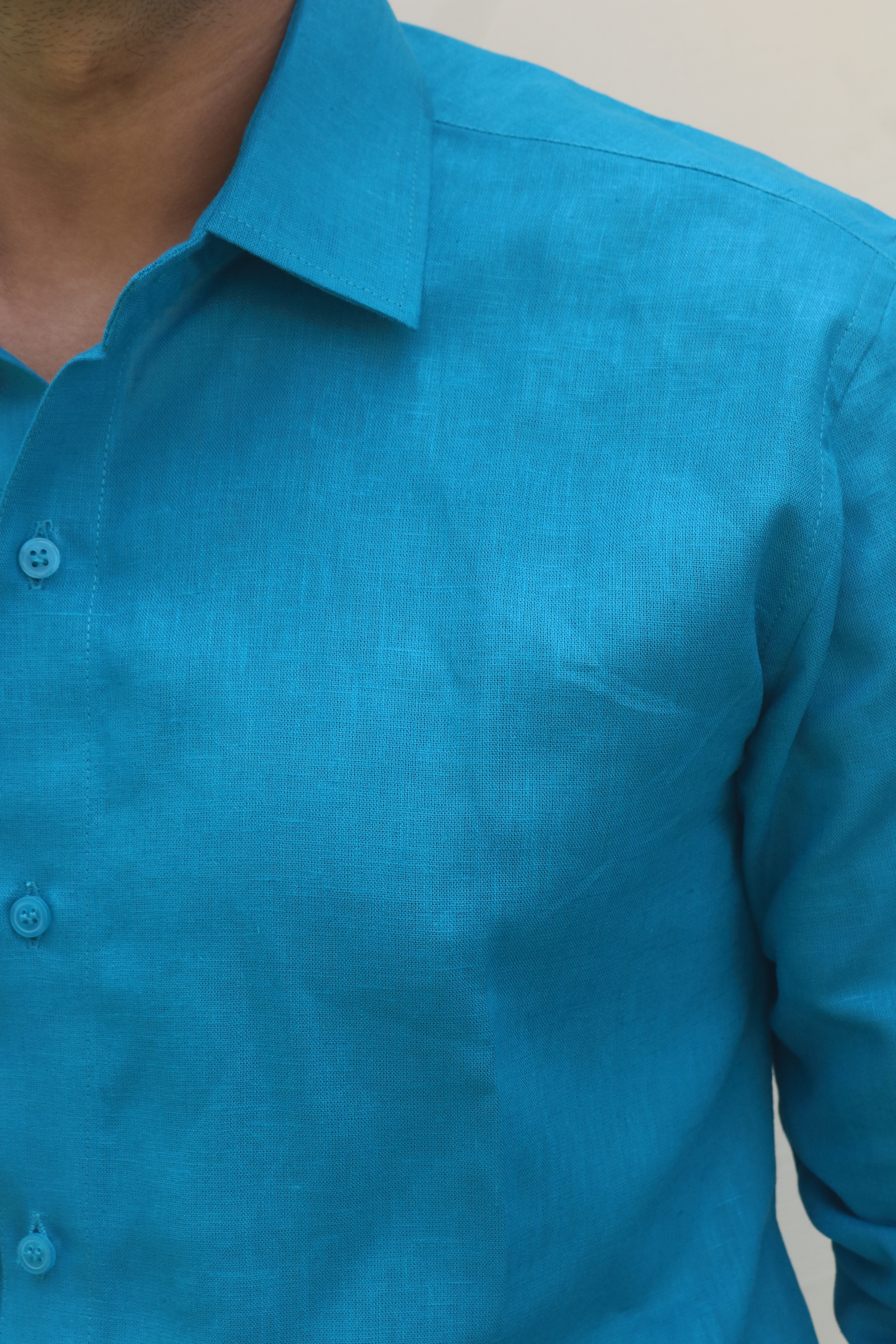 Lagoon Blue Linen Shirt 