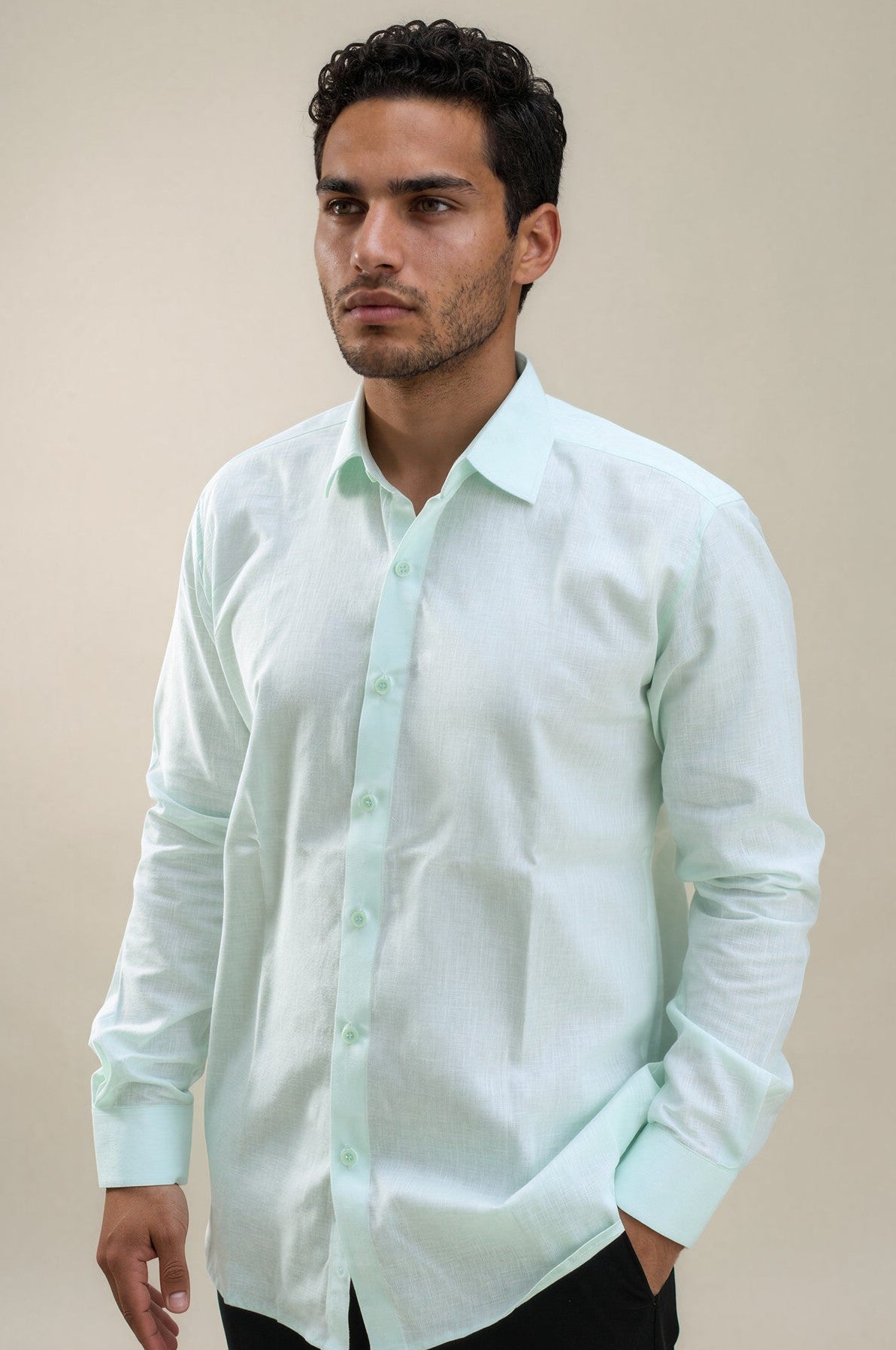 green Linen Shirt
