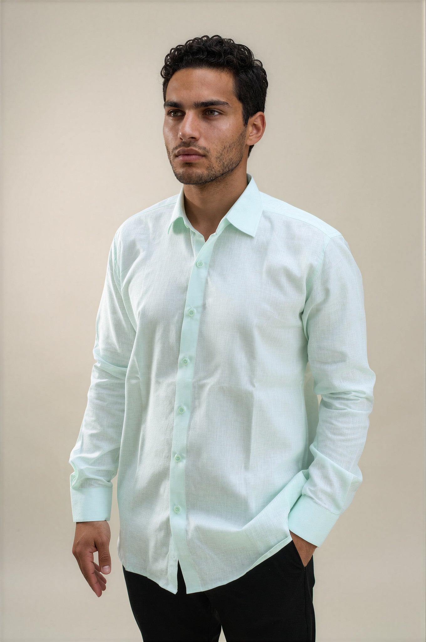 green Linen Shirt