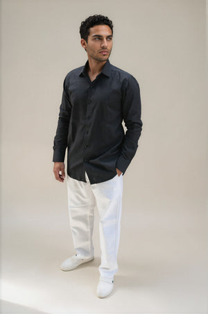 black linen shirt