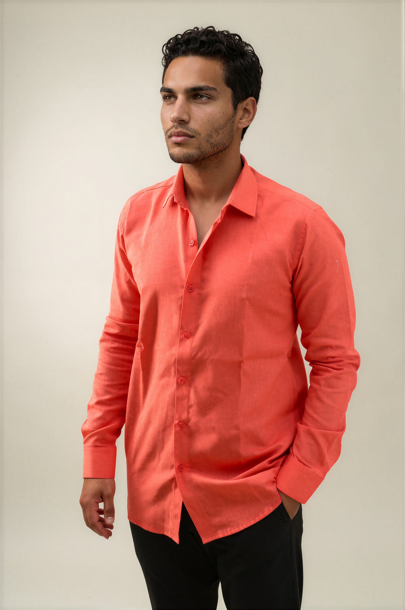 orange Linen Shirt