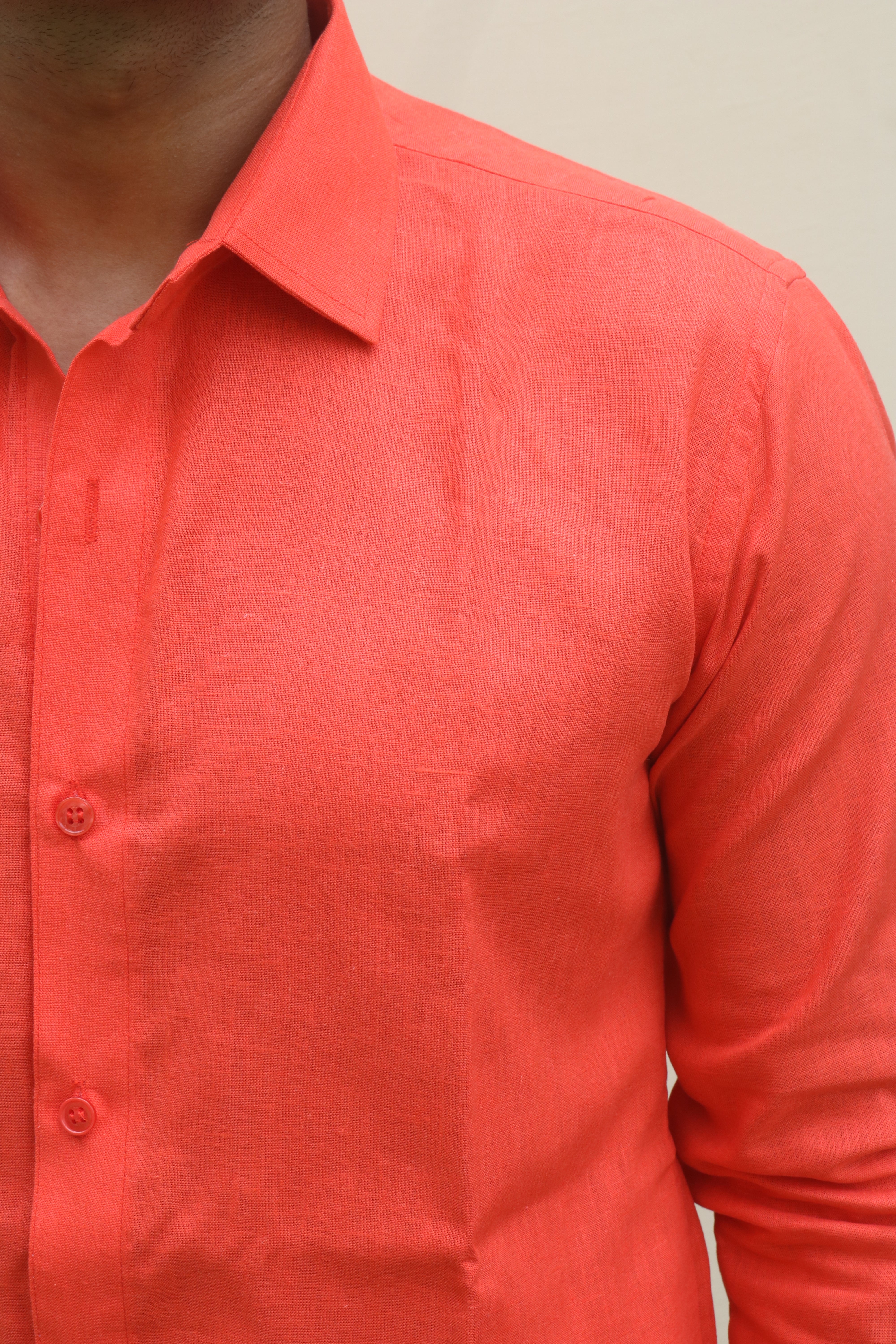 orange Linen Shirt