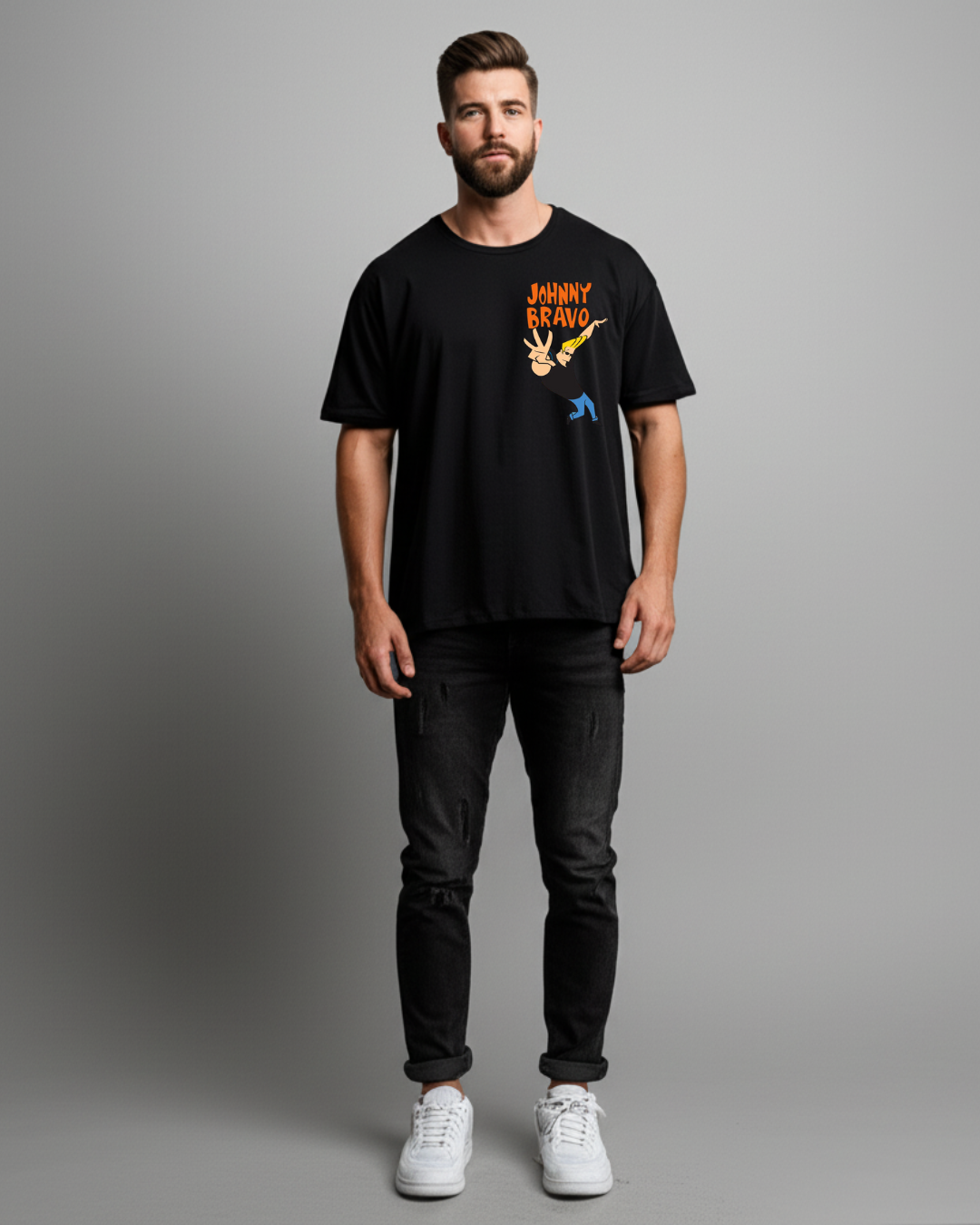 Oversized Tshirt Black Johnny Bravo