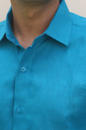 Lagoon Blue Linen Shirt 