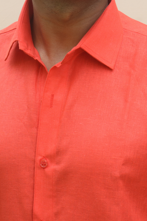 orange Linen Shirt
