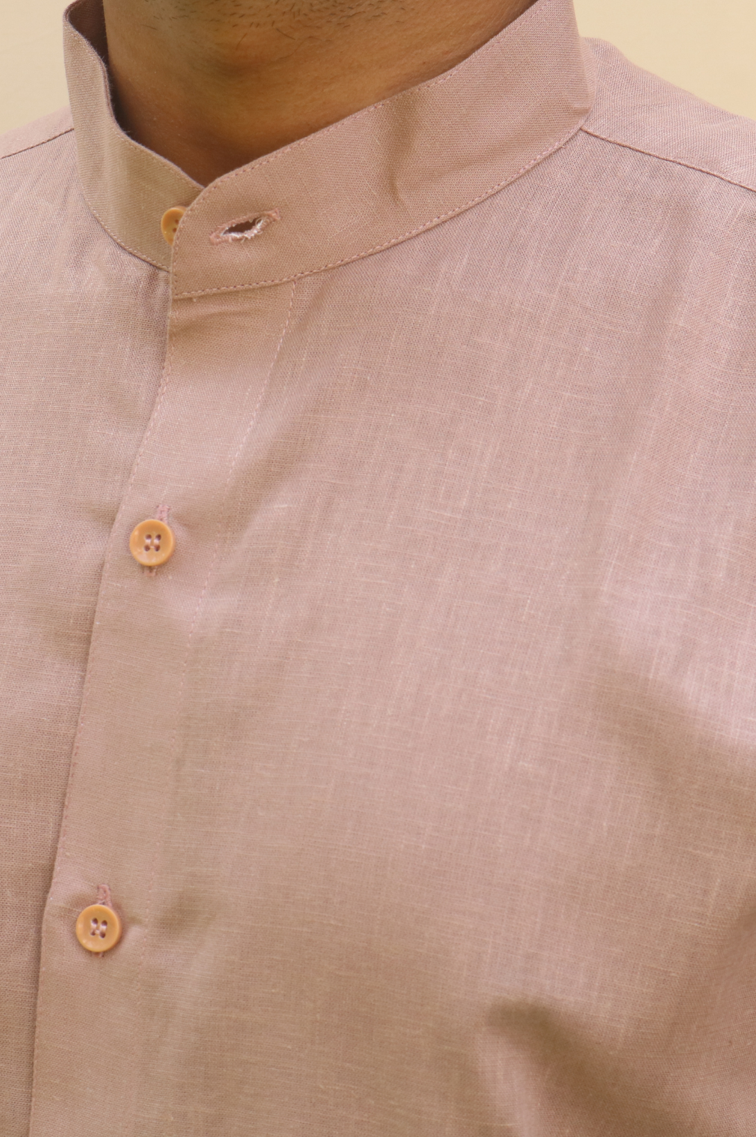 rose stand collar  linen shirt 