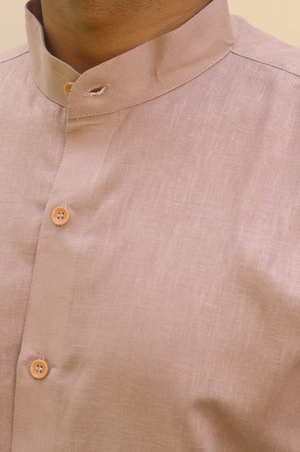 rose stand collar  linen shirt 