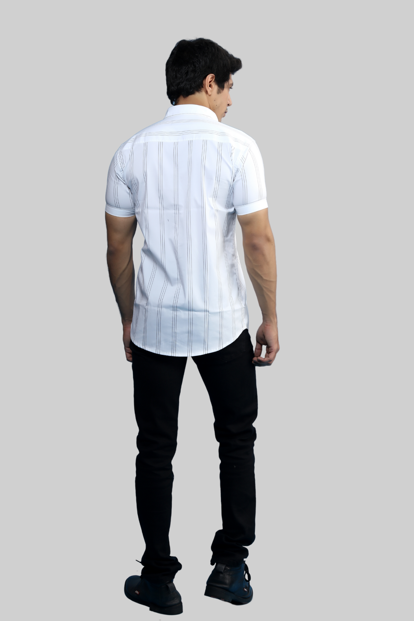 Casual White Lining Short Sleeves Shirt