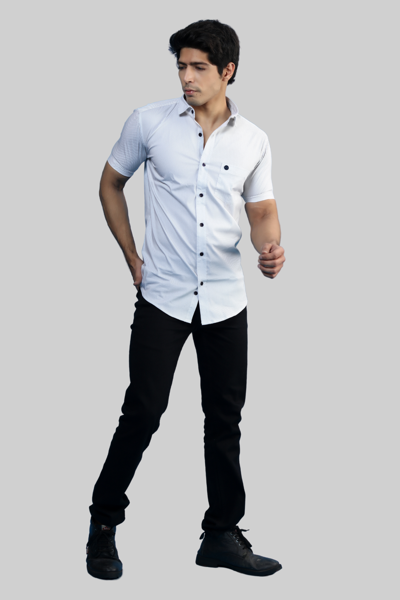 White Pin Stripes Shirt