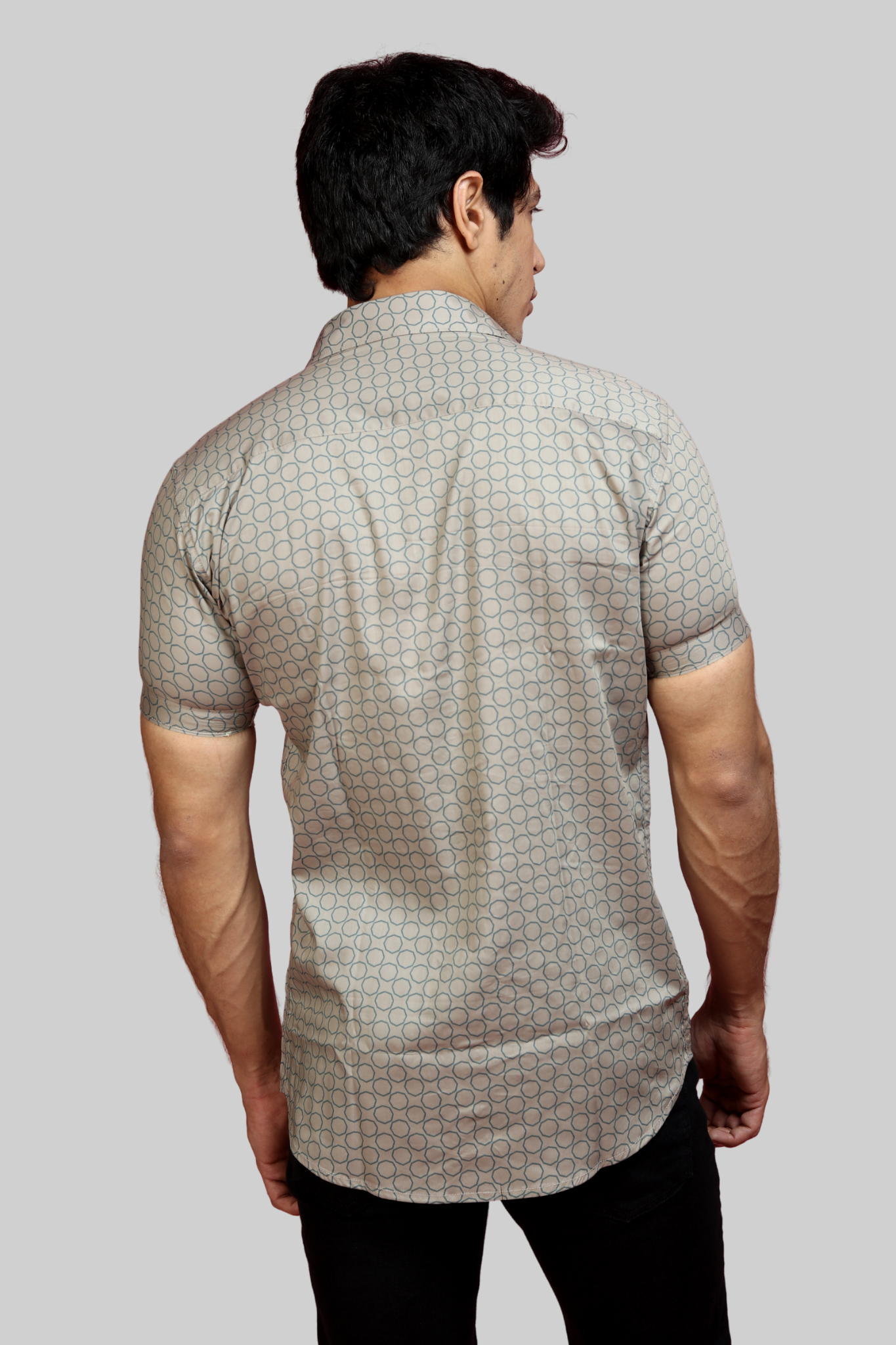 Printed Half Sleeve Shirt Brown