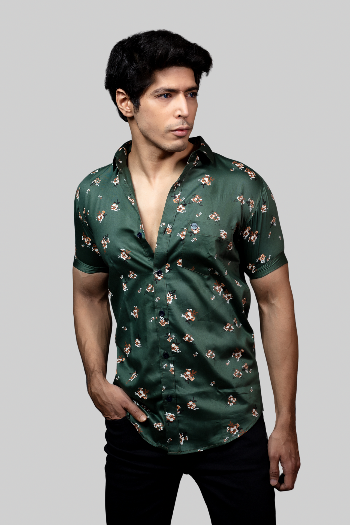 Printed Half Sleeve Shirt Green
