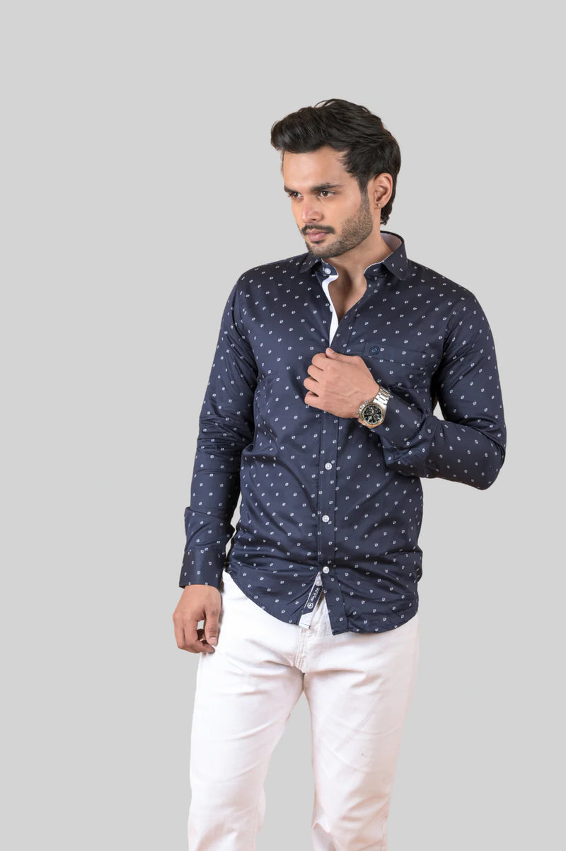 Printed Shirts for Men Navy Blue