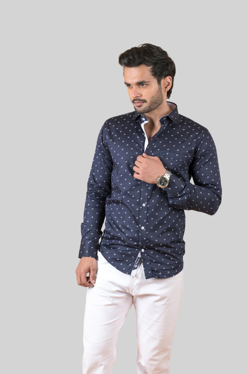 Printed Shirts for Men Navy Blue