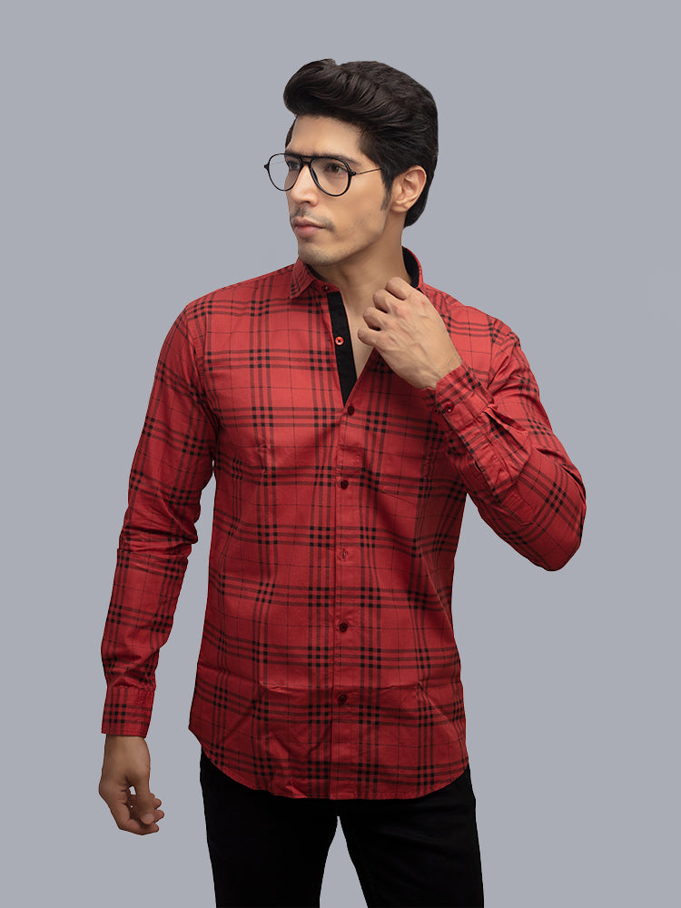 red colour check shirt