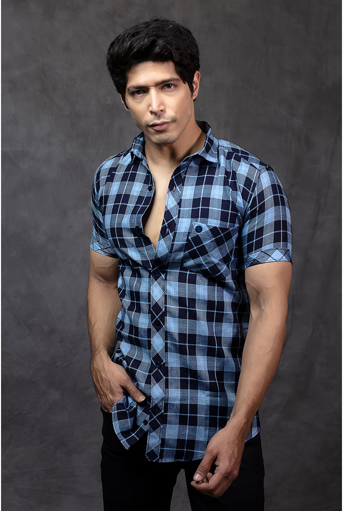 Check Shirt for Men | Blue Check Shirt Men's - The Indian Threads