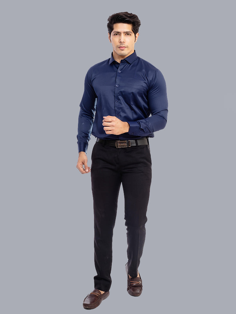 Buy Men Navy Blue Stripe Spread Collar Full Sleeve Shirts Online in India -  Monte Carlo